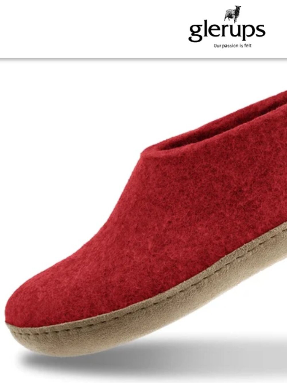 Womens Glerups Slippers - Red Woold with Leather Sole - Size EU 36 (US 6)